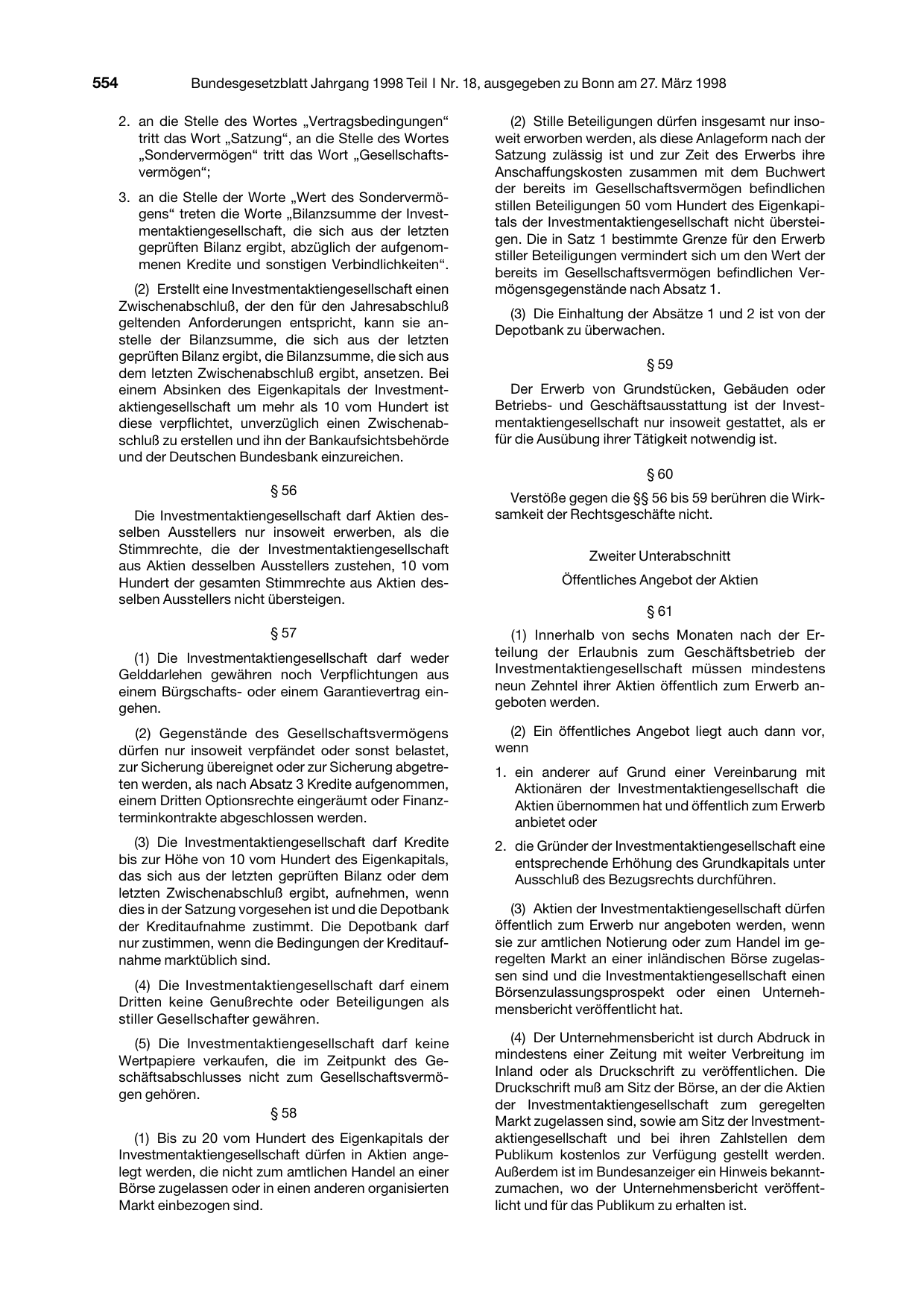 BGBl. 1998, Seite 554 — Originalseite als Abbildung