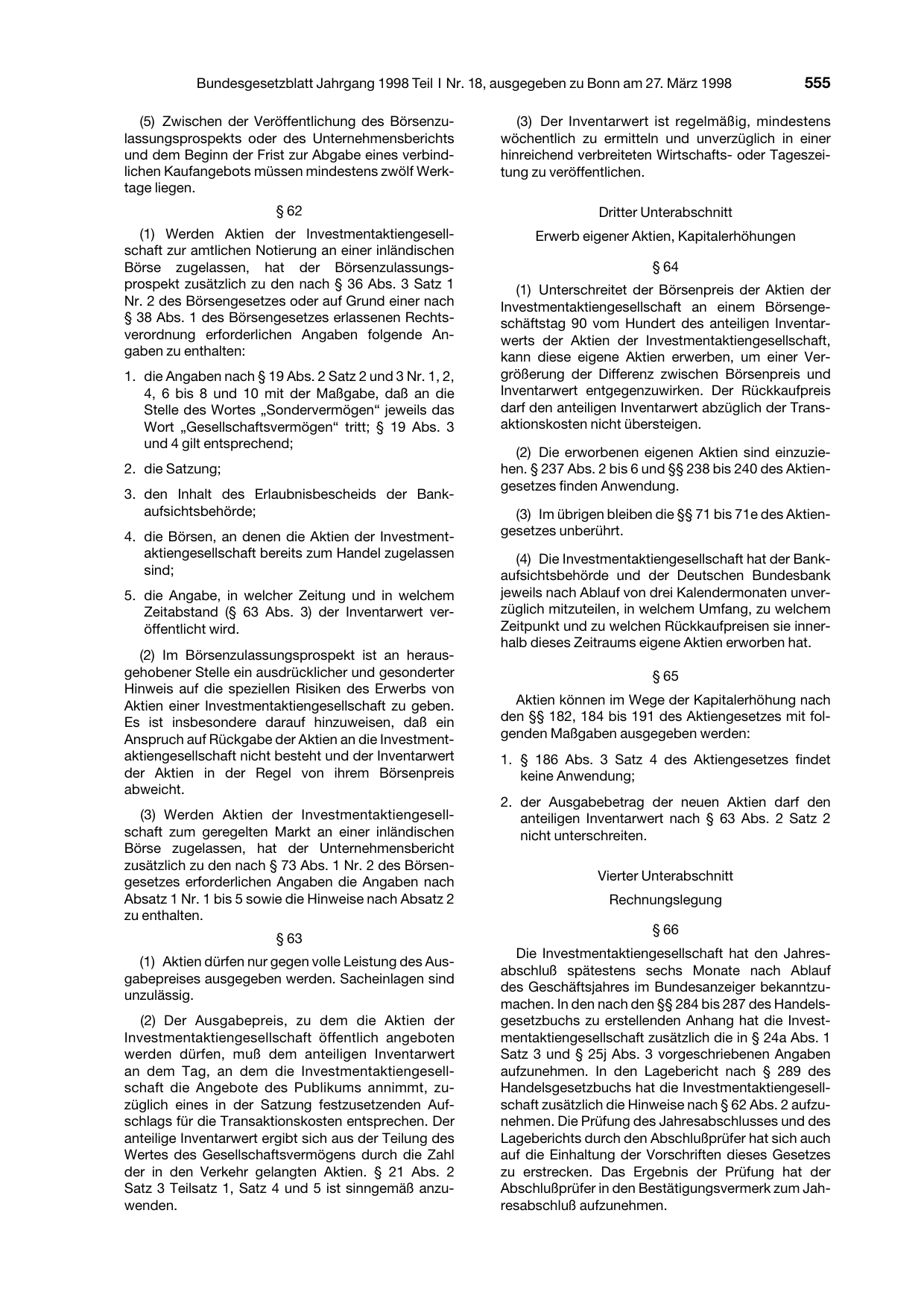 BGBl. 1998, Seite 555 — Originalseite als Abbildung