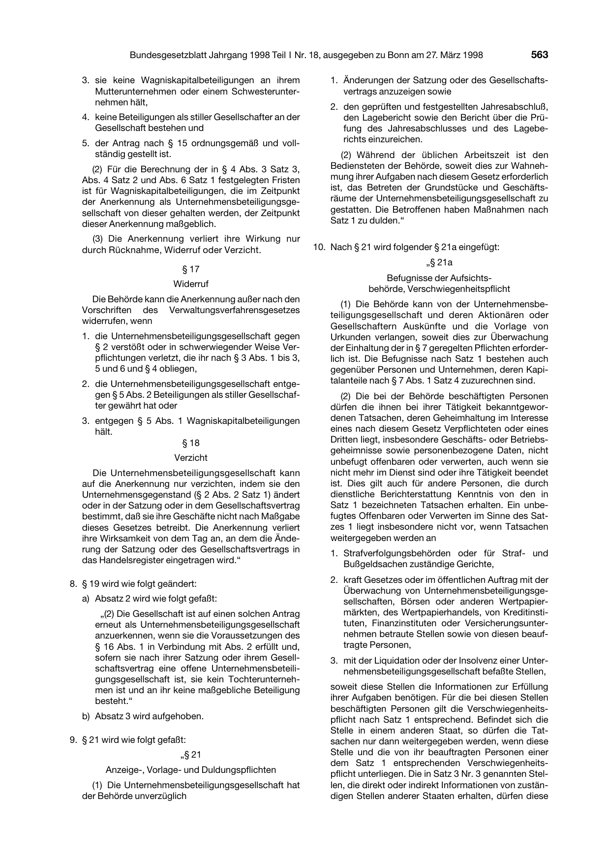 BGBl. 1998, Seite 563 — Originalseite als Abbildung