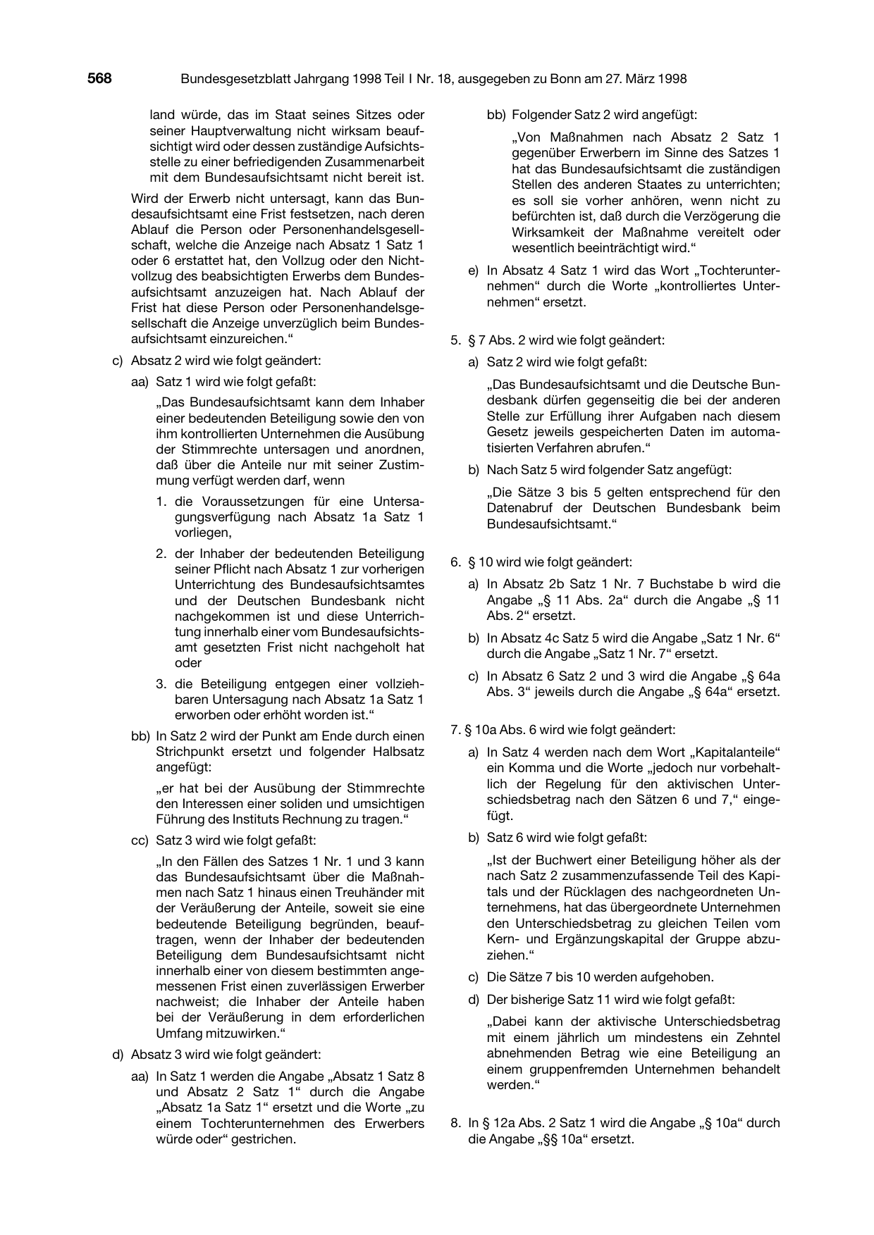 BGBl. 1998, Seite 568 — Originalseite als Abbildung