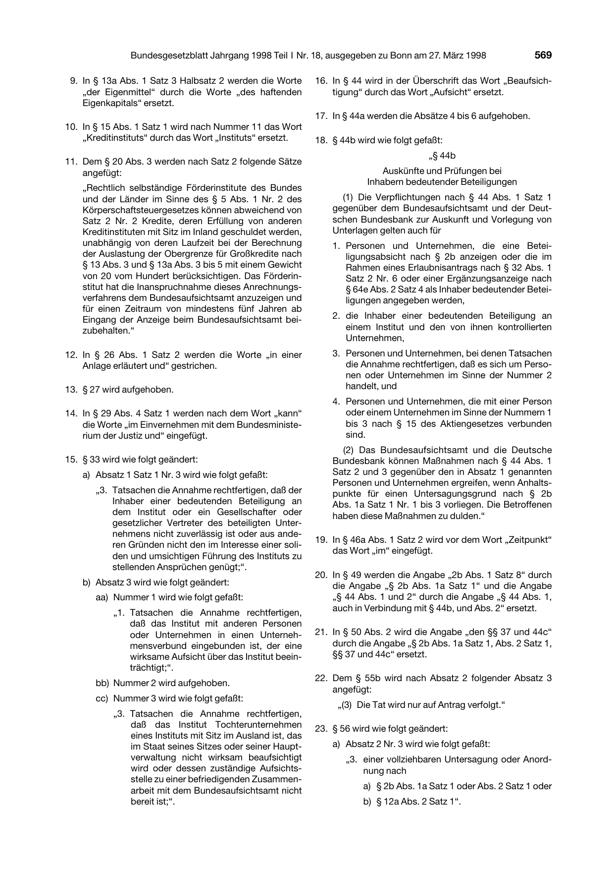 BGBl. 1998, Seite 569 — Originalseite als Abbildung