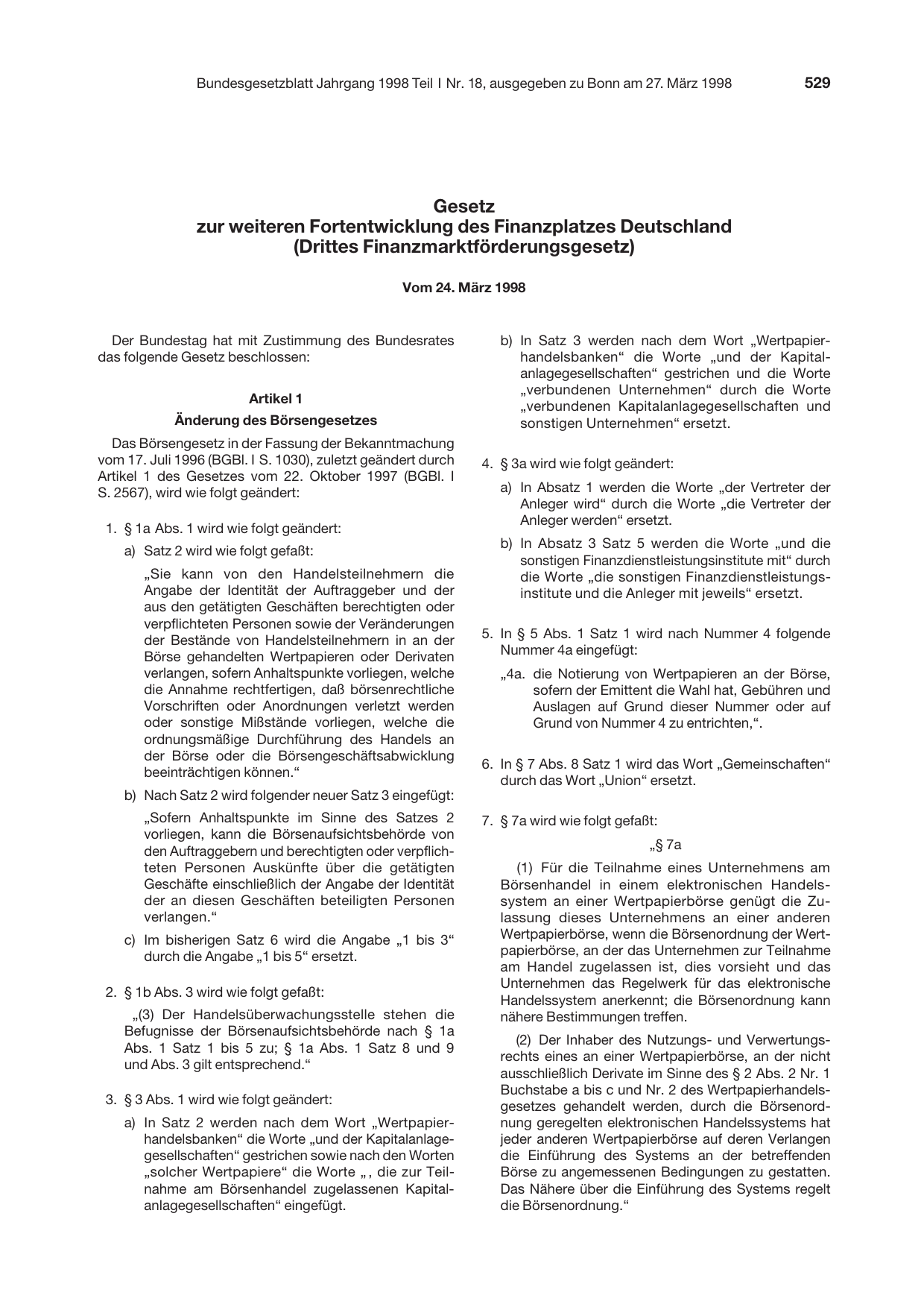 BGBl. 1998, Seite 529 — Originalseite als Abbildung