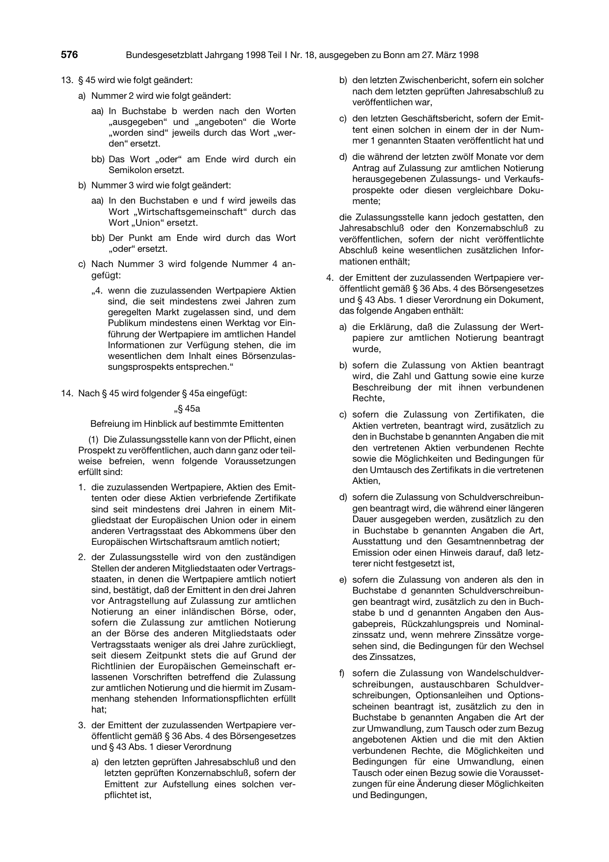 BGBl. 1998, Seite 576 — Originalseite als Abbildung