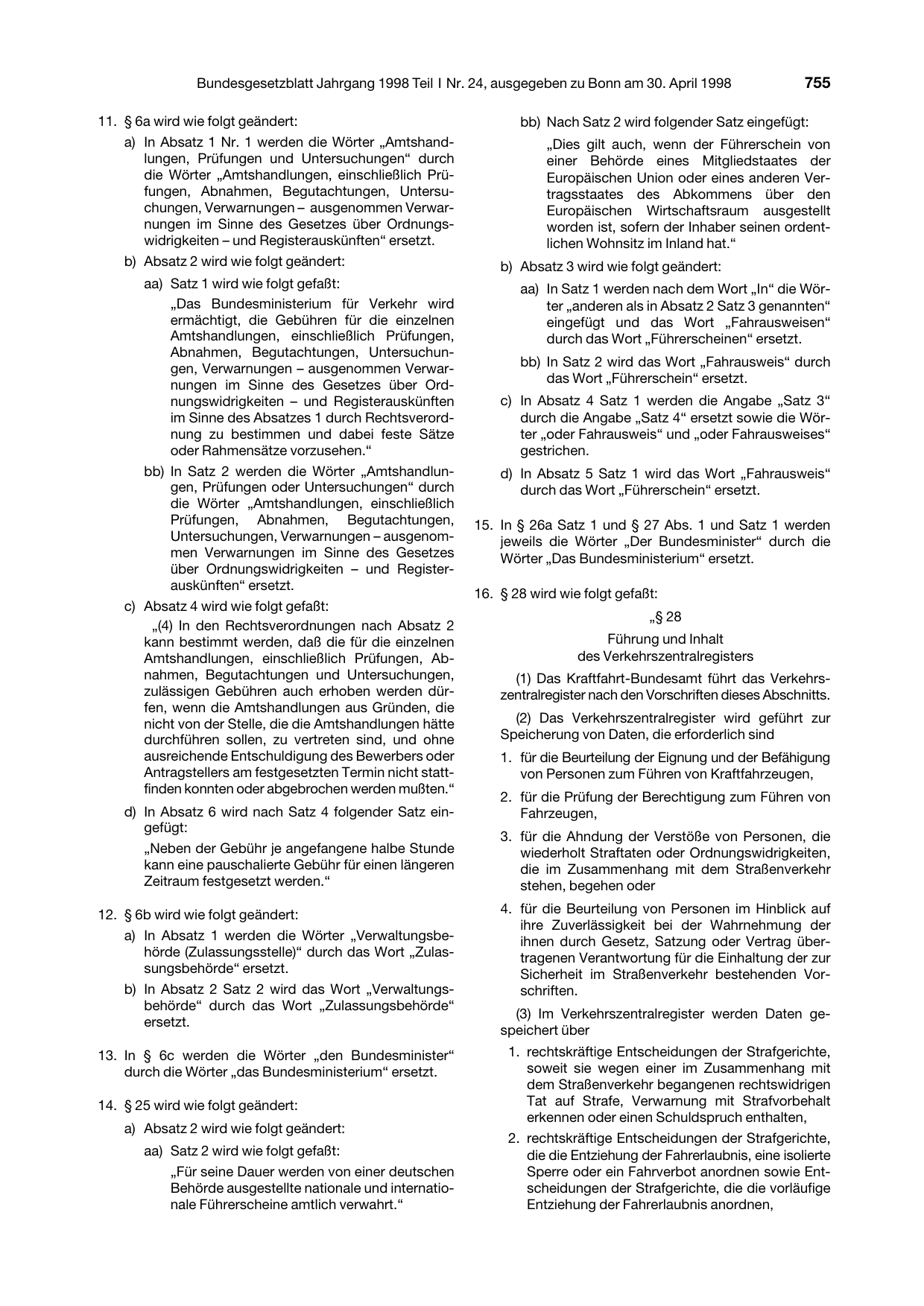 BGBl. 1998, Seite 755 — Originalseite als Abbildung
