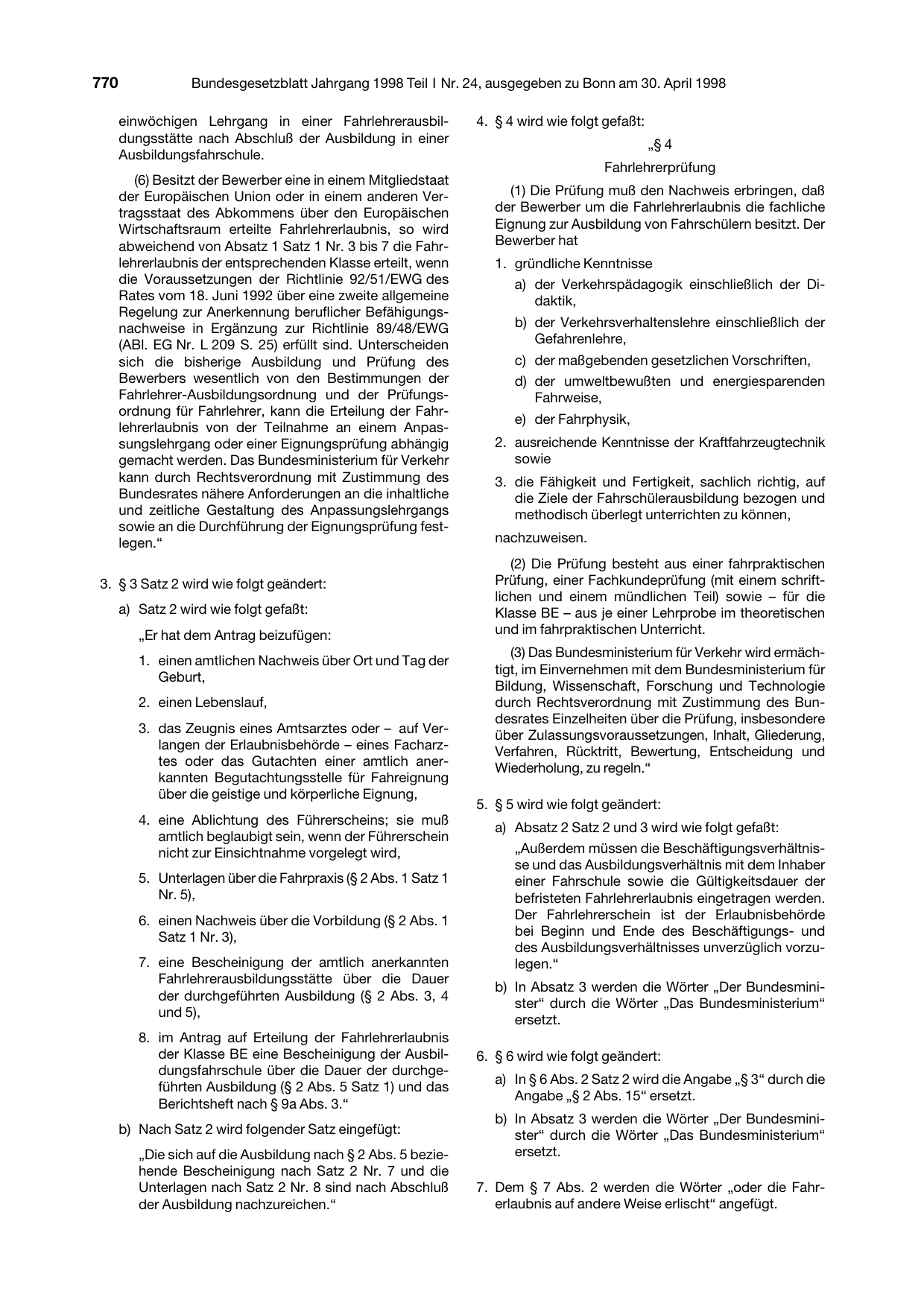 BGBl. 1998, Seite 770 — Originalseite als Abbildung