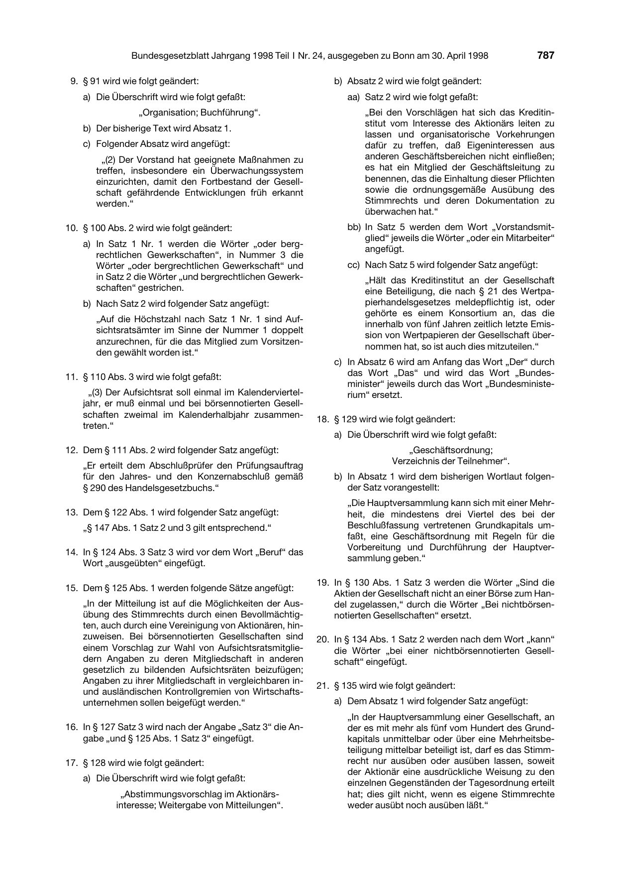 BGBl. 1998, Seite 787 — Originalseite als Abbildung