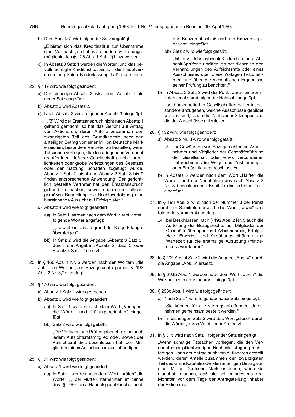 BGBl. 1998, Seite 788 — Originalseite als Abbildung