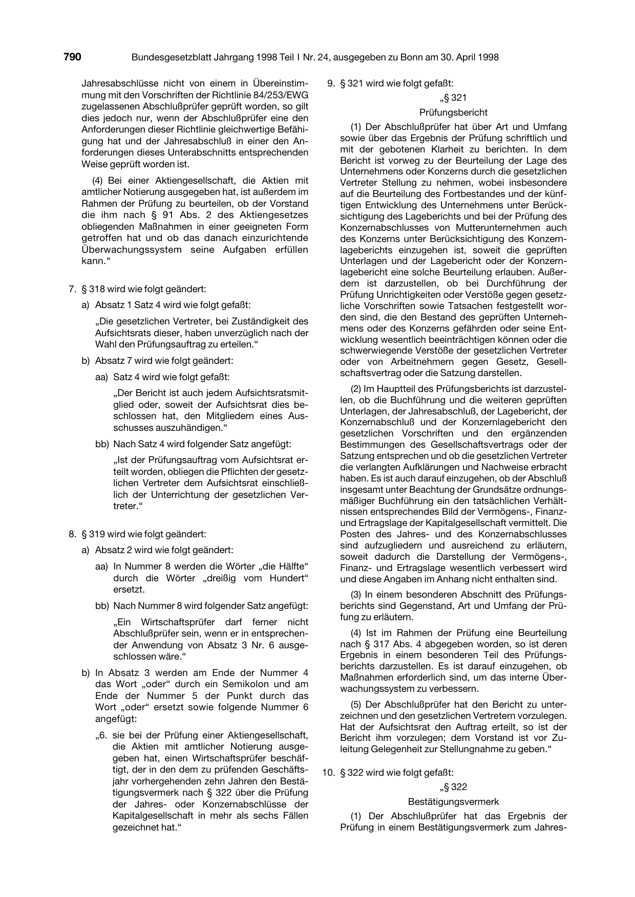 BGBl. 1998, Seite 790 — Originalseite als Abbildung