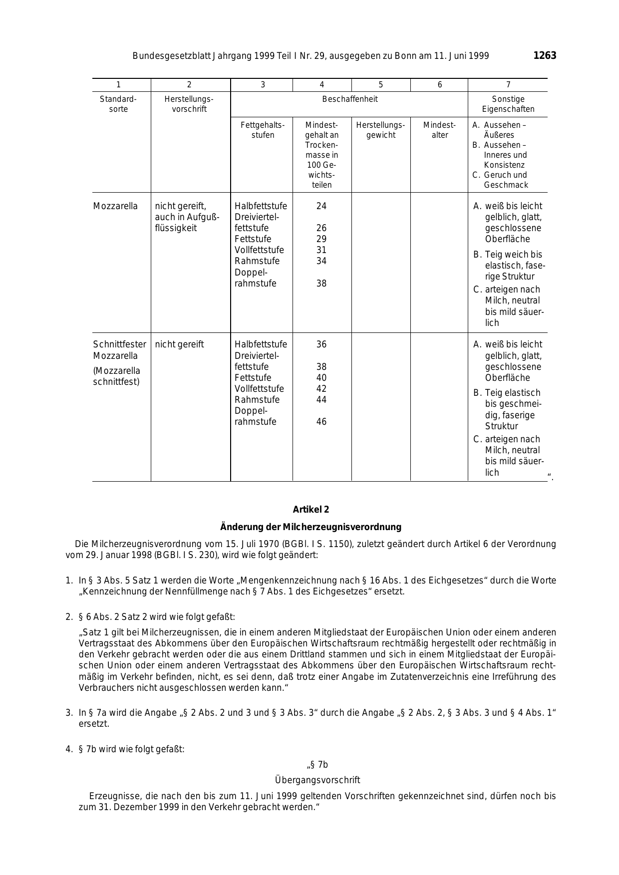 BGBl. 1999, Seite 1263 — Originalseite als Abbildung
