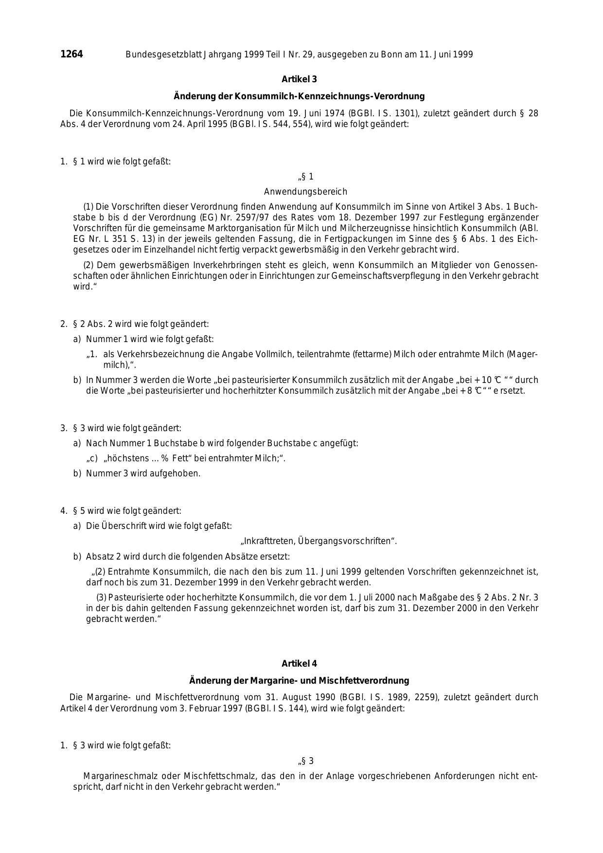 BGBl. 1999, Seite 1264 — Originalseite als Abbildung