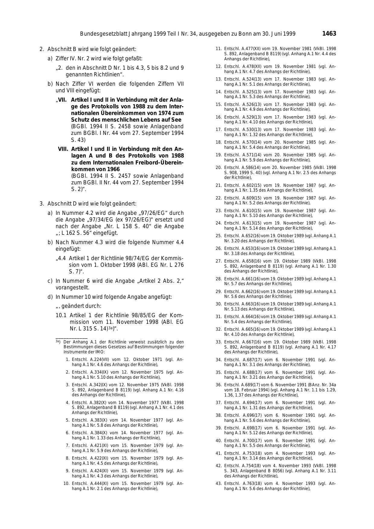 BGBl. 1999, Seite 1463 — Originalseite als Abbildung