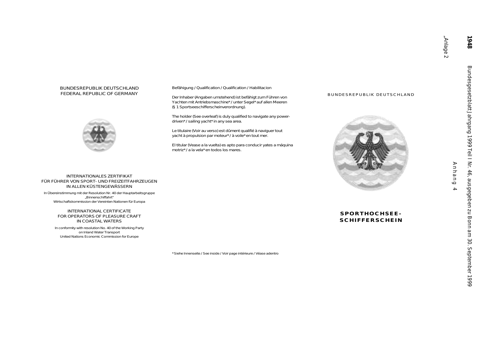 BGBl. 1999, Seite 1948 — Originalseite als Abbildung