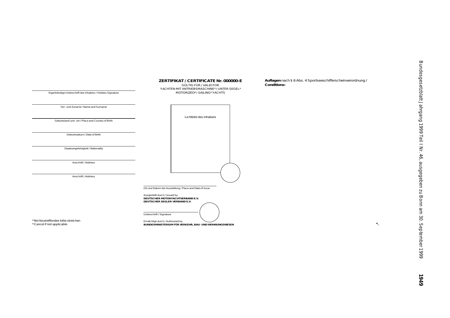 BGBl. 1999, Seite 1949 — Originalseite als Abbildung