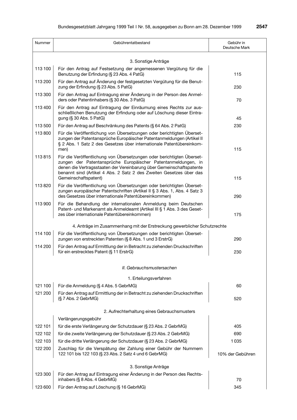 BGBl. 1999, Seite 2547 — Originalseite als Abbildung