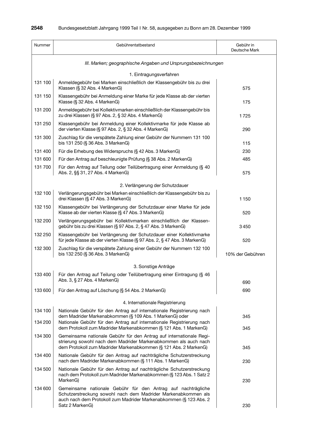 BGBl. 1999, Seite 2548 — Originalseite als Abbildung