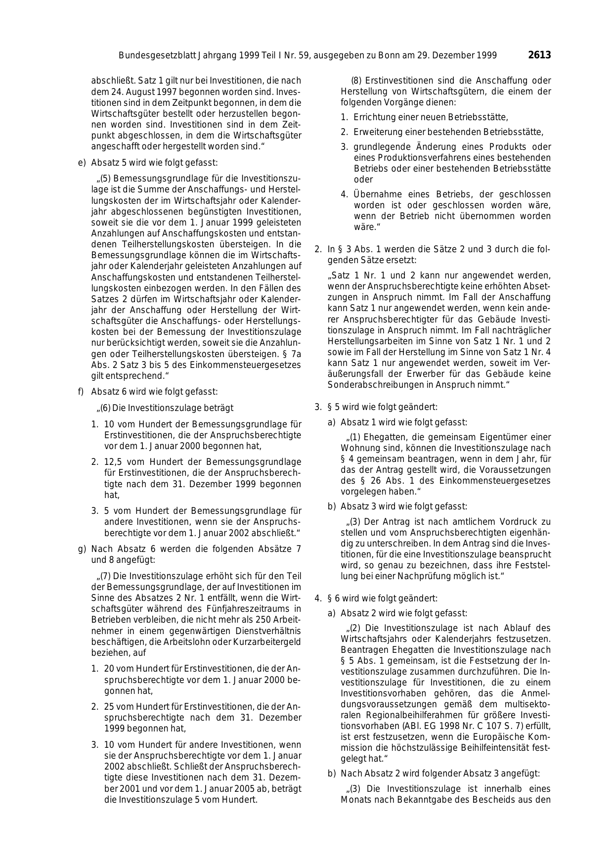 BGBl. 1999, Seite 2613 — Originalseite als Abbildung