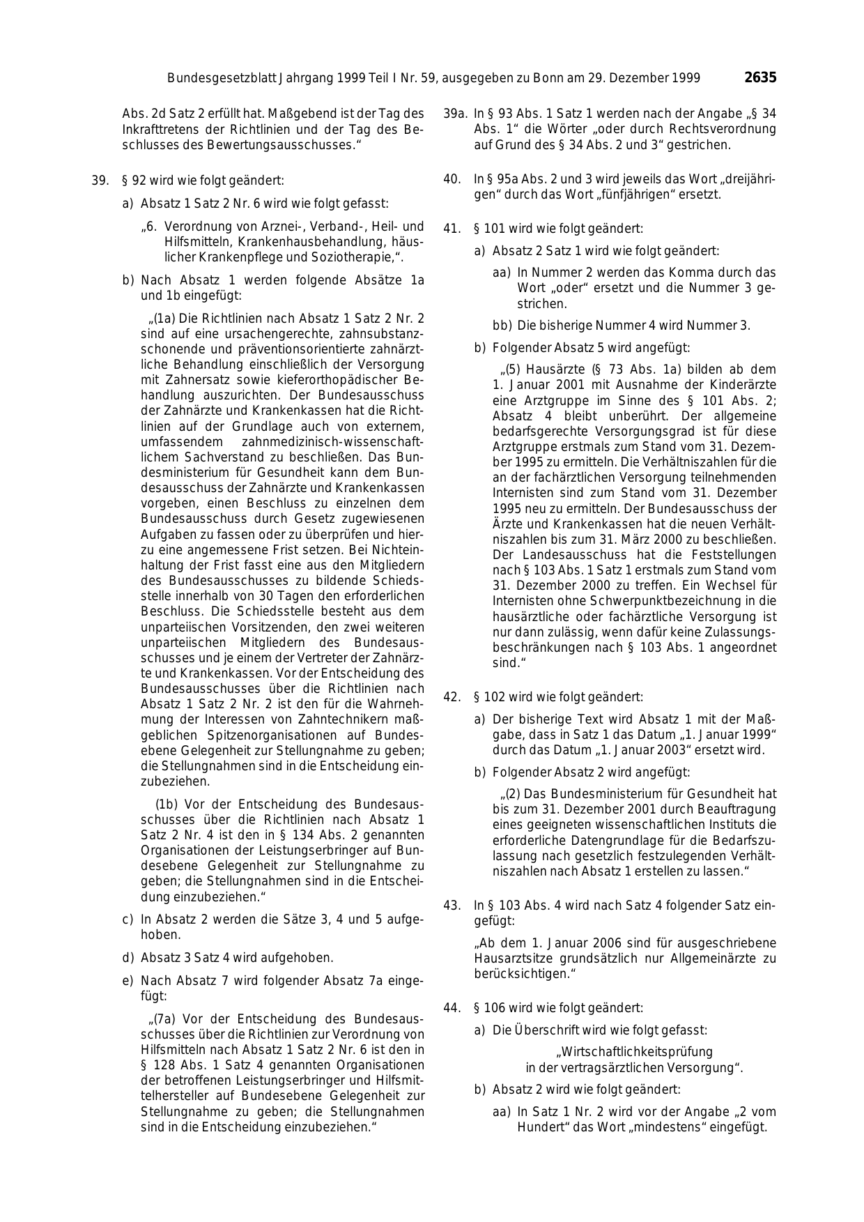 BGBl. 1999, Seite 2635 — Originalseite als Abbildung