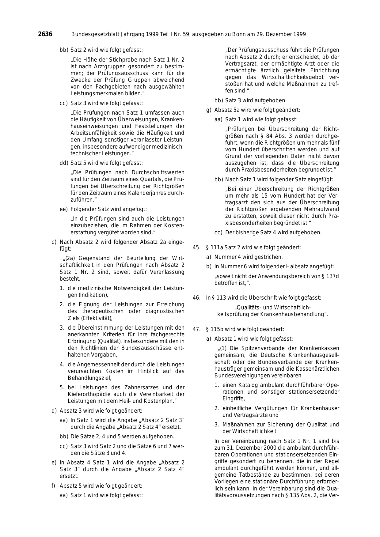 BGBl. 1999, Seite 2636 — Originalseite als Abbildung