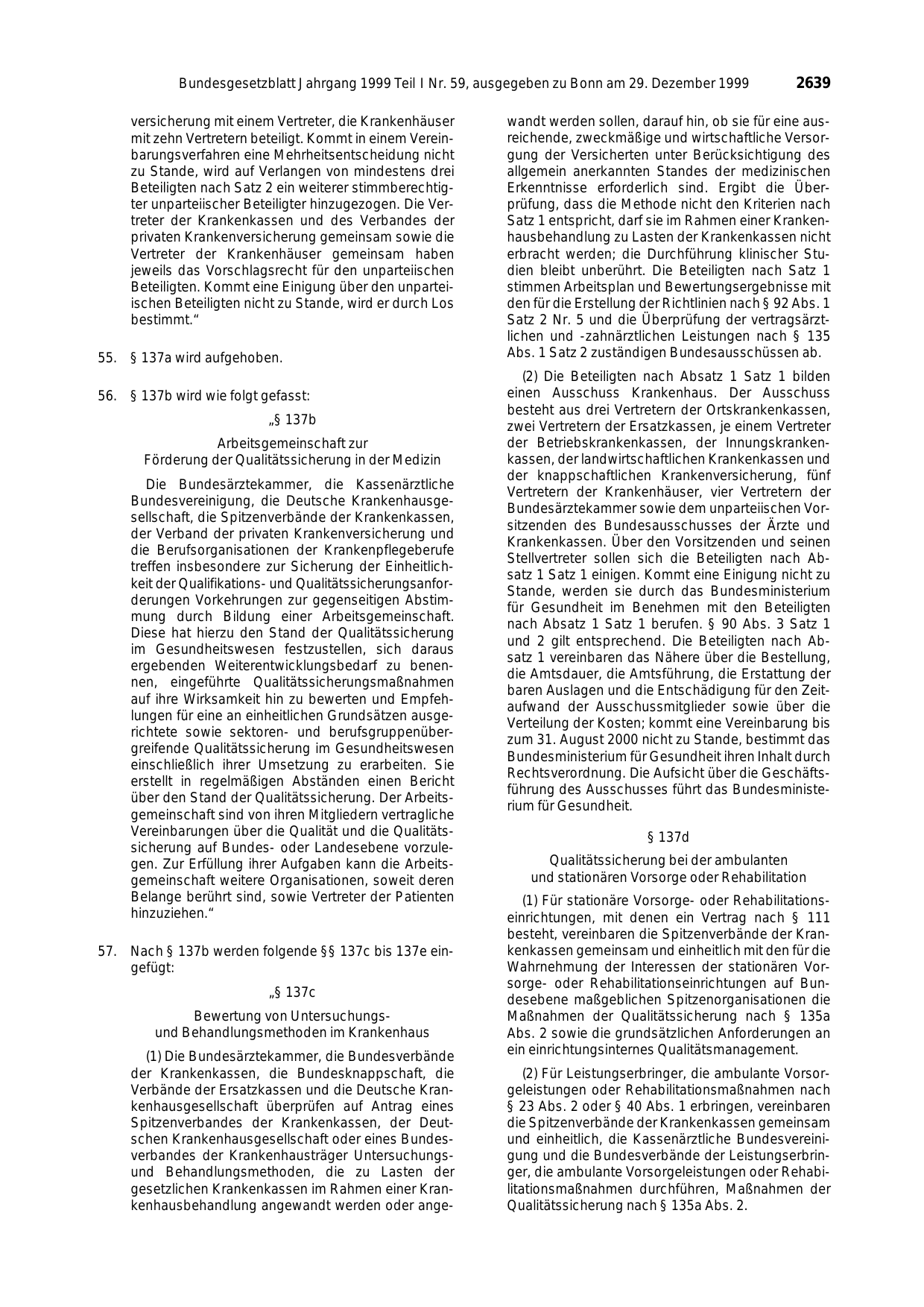 BGBl. 1999, Seite 2639 — Originalseite als Abbildung