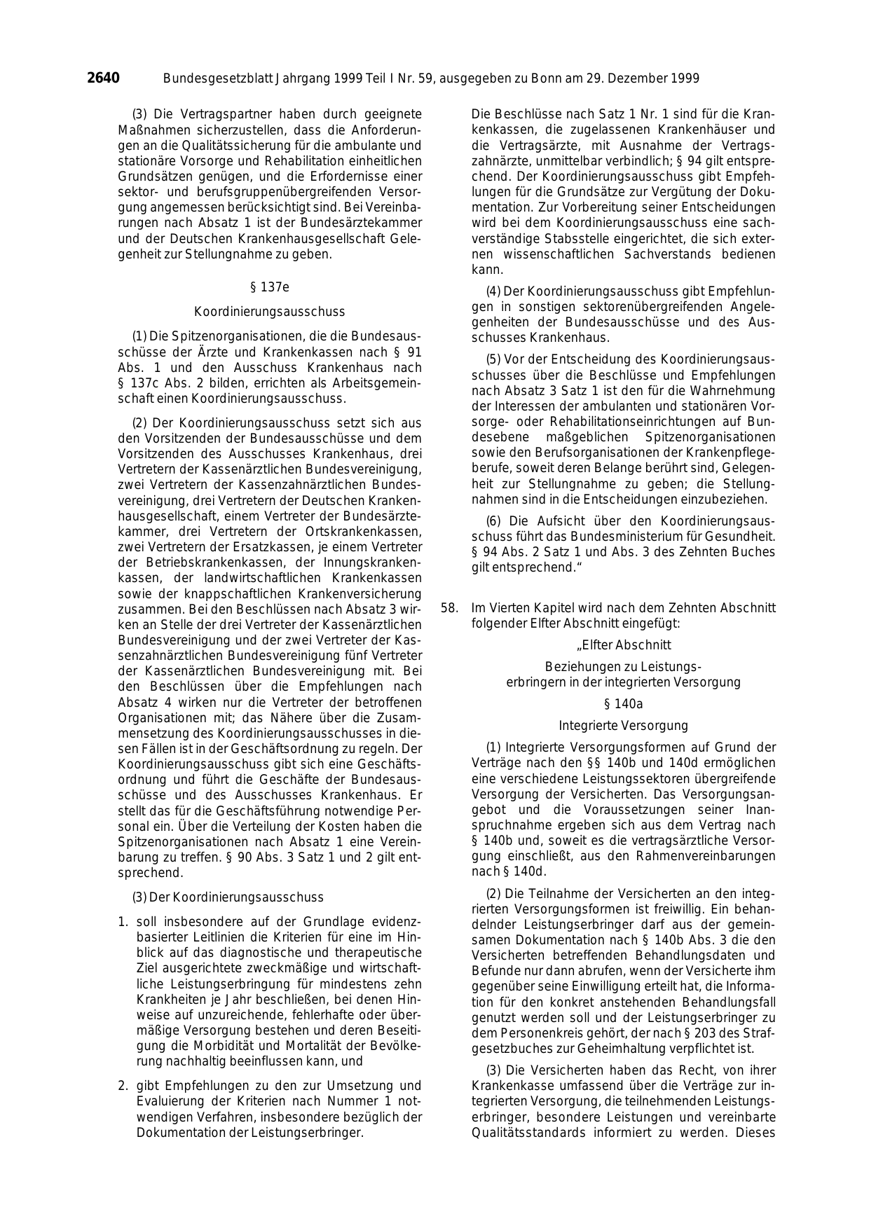 BGBl. 1999, Seite 2640 — Originalseite als Abbildung