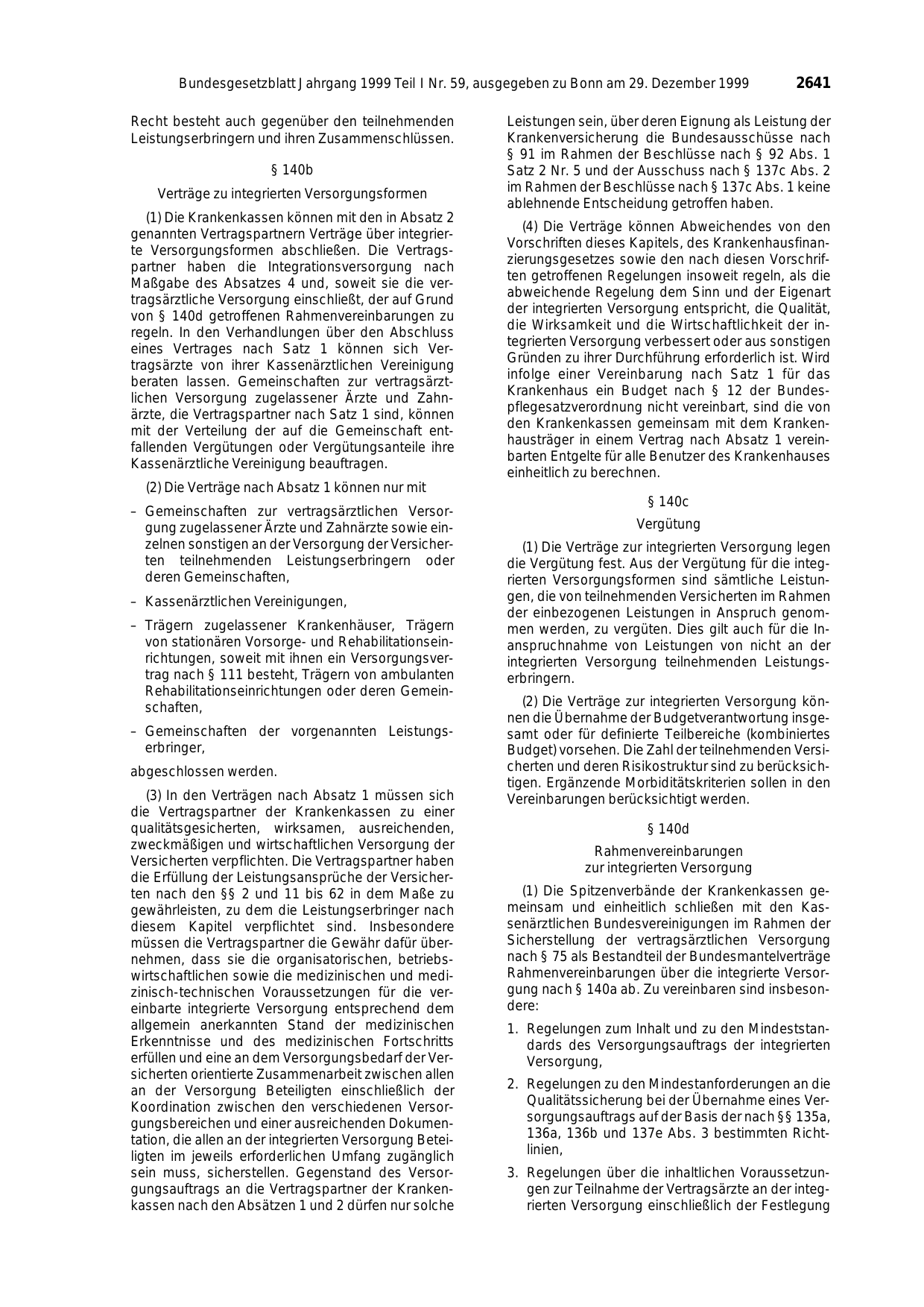 BGBl. 1999, Seite 2641 — Originalseite als Abbildung