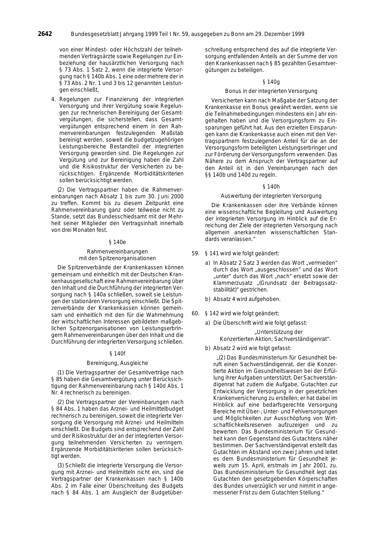 BGBl. 1999, Seite 2642 — Originalseite als Abbildung