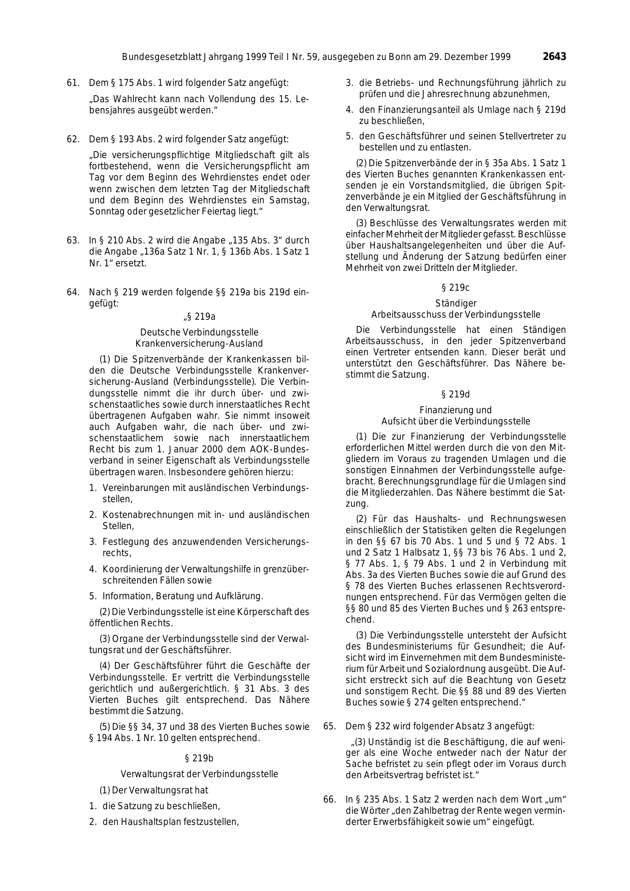 BGBl. 1999, Seite 2643 — Originalseite als Abbildung