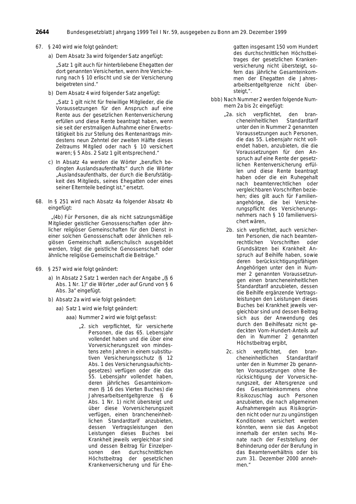 BGBl. 1999, Seite 2644 — Originalseite als Abbildung