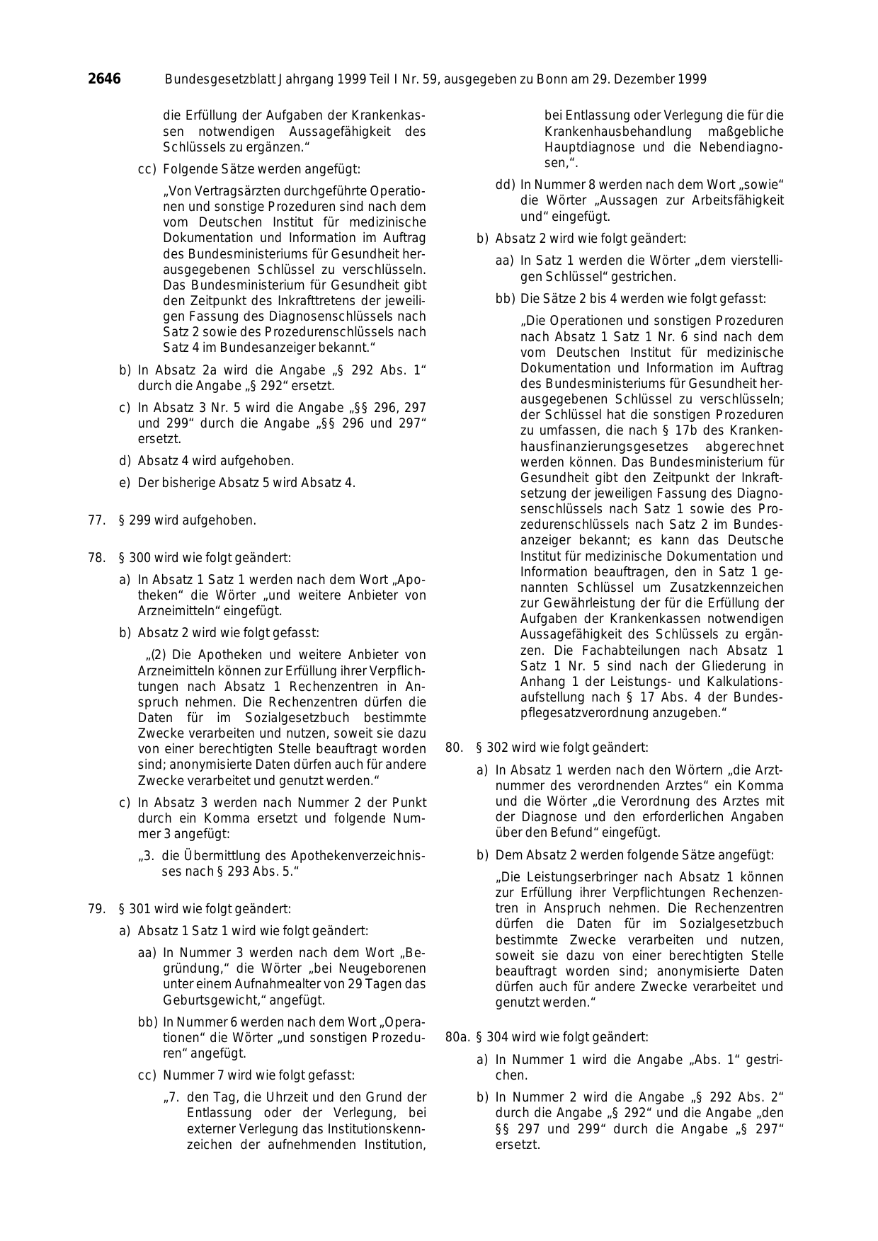 BGBl. 1999, Seite 2646 — Originalseite als Abbildung