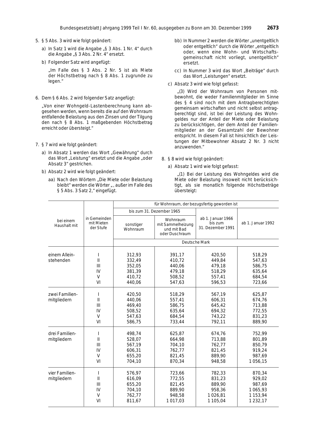 BGBl. 1999, Seite 2673 — Originalseite als Abbildung