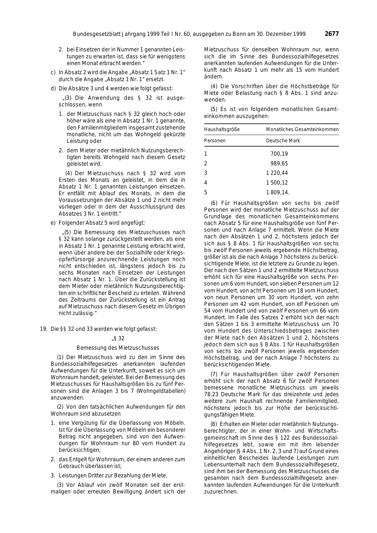BGBl. 1999, Seite 2677 — Originalseite als Abbildung