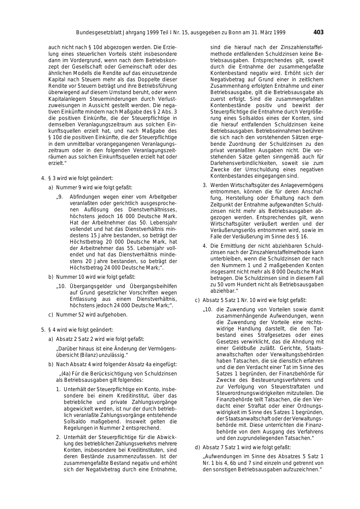 BGBl. 1999, Seite 403 — Originalseite als Abbildung