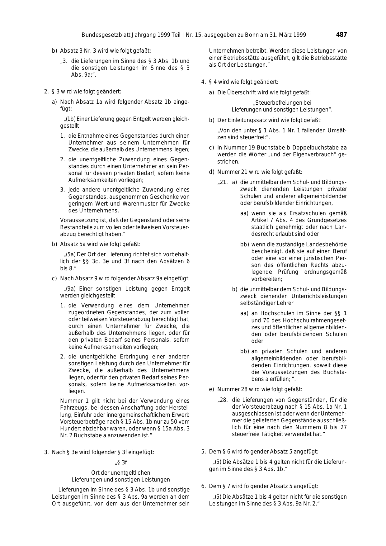 BGBl. 1999, Seite 487 — Originalseite als Abbildung