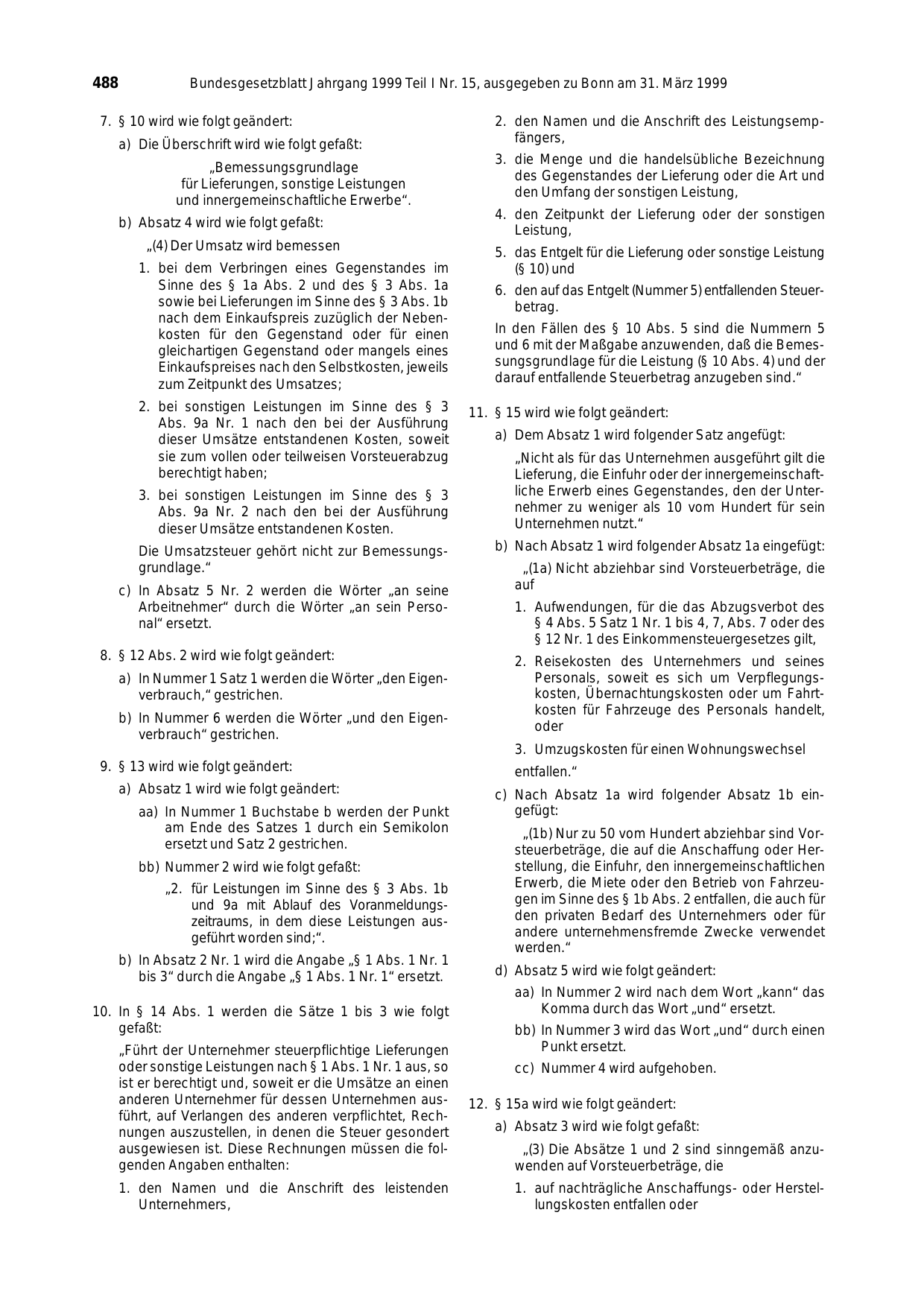 BGBl. 1999, Seite 488 — Originalseite als Abbildung