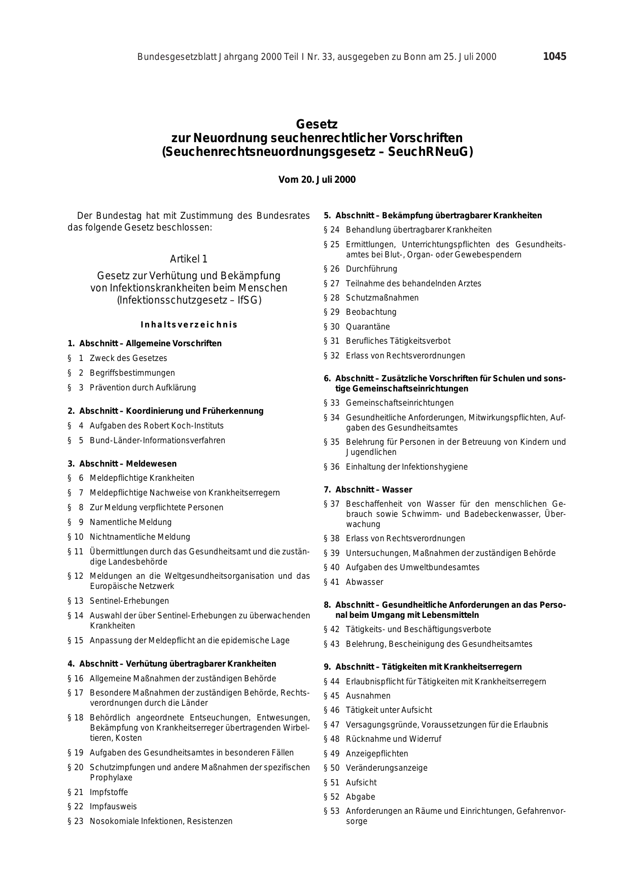 BGBl. 2000, Seite 1045 — Originalseite als Abbildung