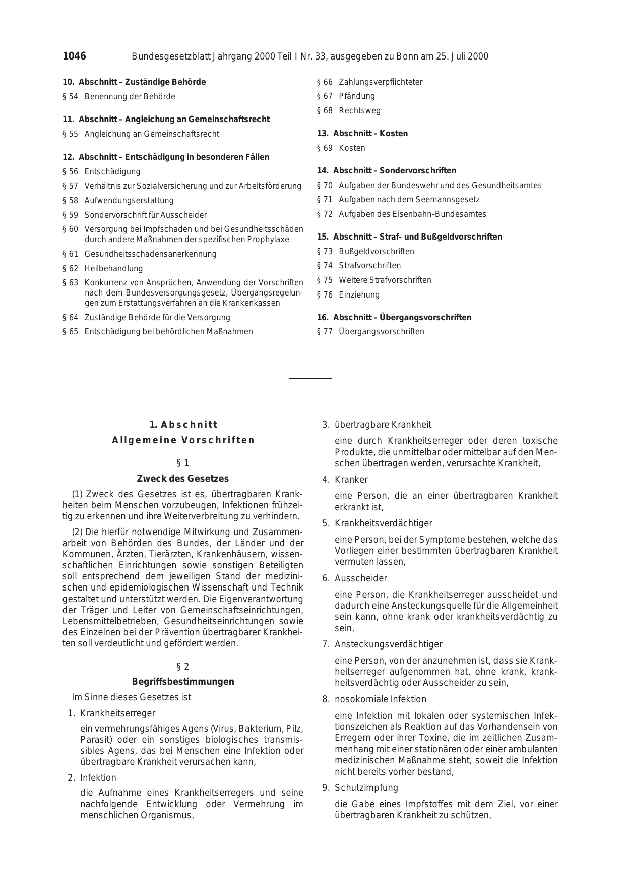 BGBl. 2000, Seite 1046 — Originalseite als Abbildung