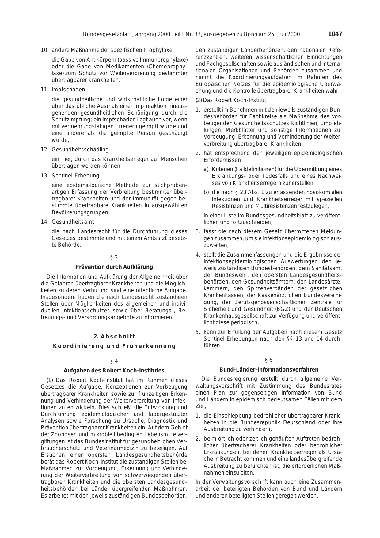 BGBl. 2000, Seite 1047 — Originalseite als Abbildung
