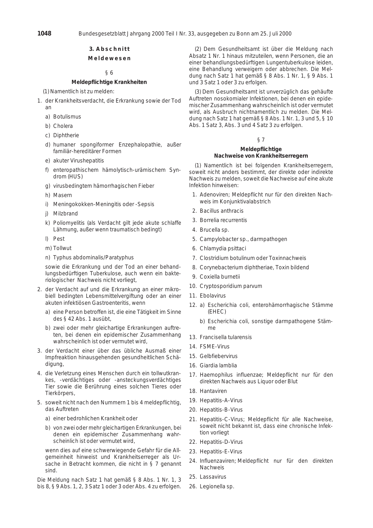 BGBl. 2000, Seite 1048 — Originalseite als Abbildung