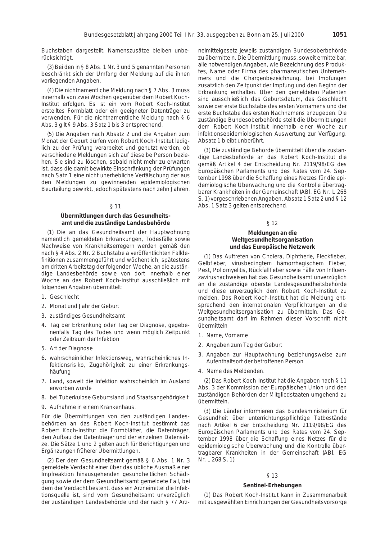 BGBl. 2000, Seite 1051 — Originalseite als Abbildung