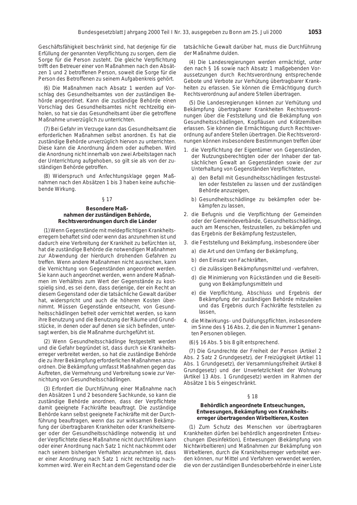 BGBl. 2000, Seite 1053 — Originalseite als Abbildung