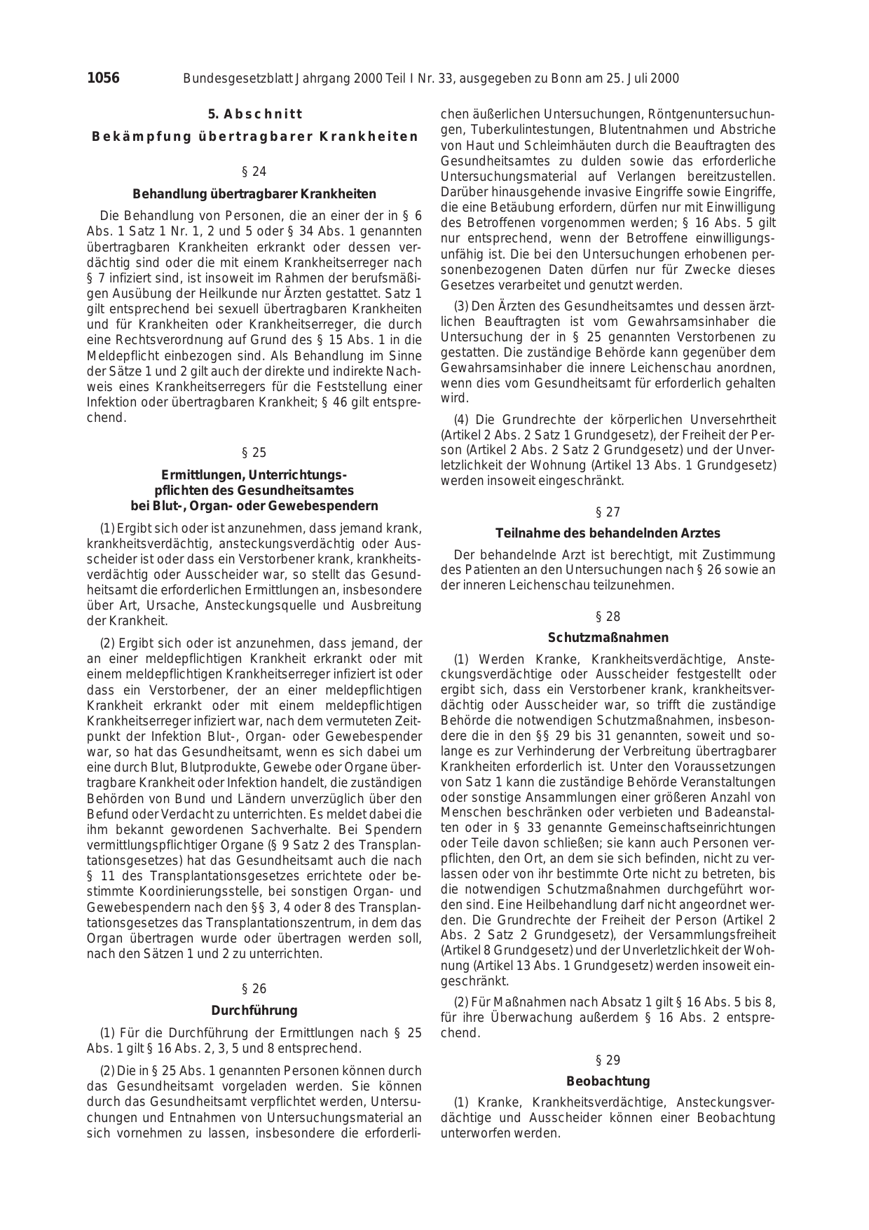 BGBl. 2000, Seite 1056 — Originalseite als Abbildung