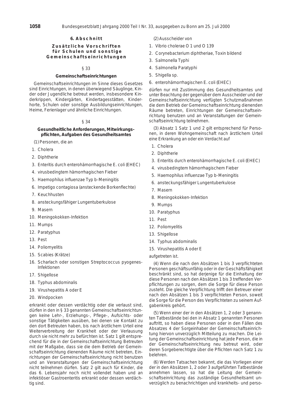 BGBl. 2000, Seite 1058 — Originalseite als Abbildung