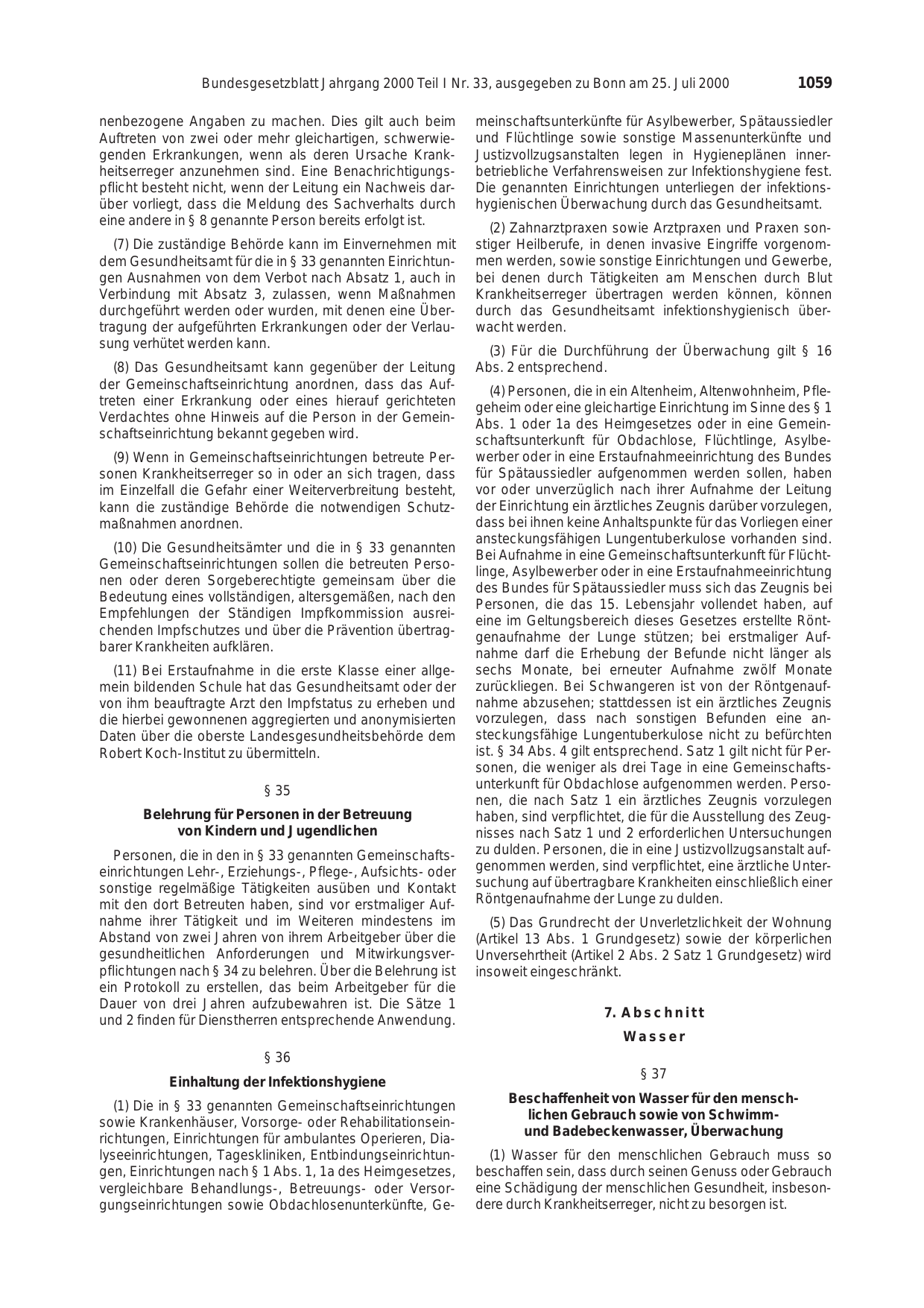 BGBl. 2000, Seite 1059 — Originalseite als Abbildung