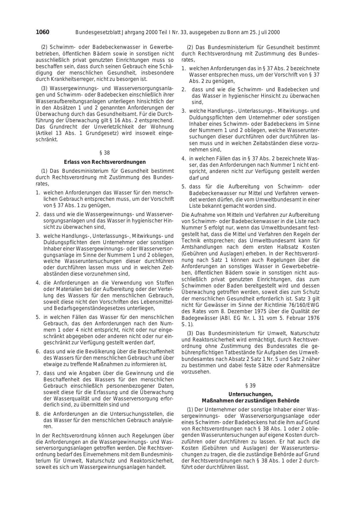BGBl. 2000, Seite 1060 — Originalseite als Abbildung