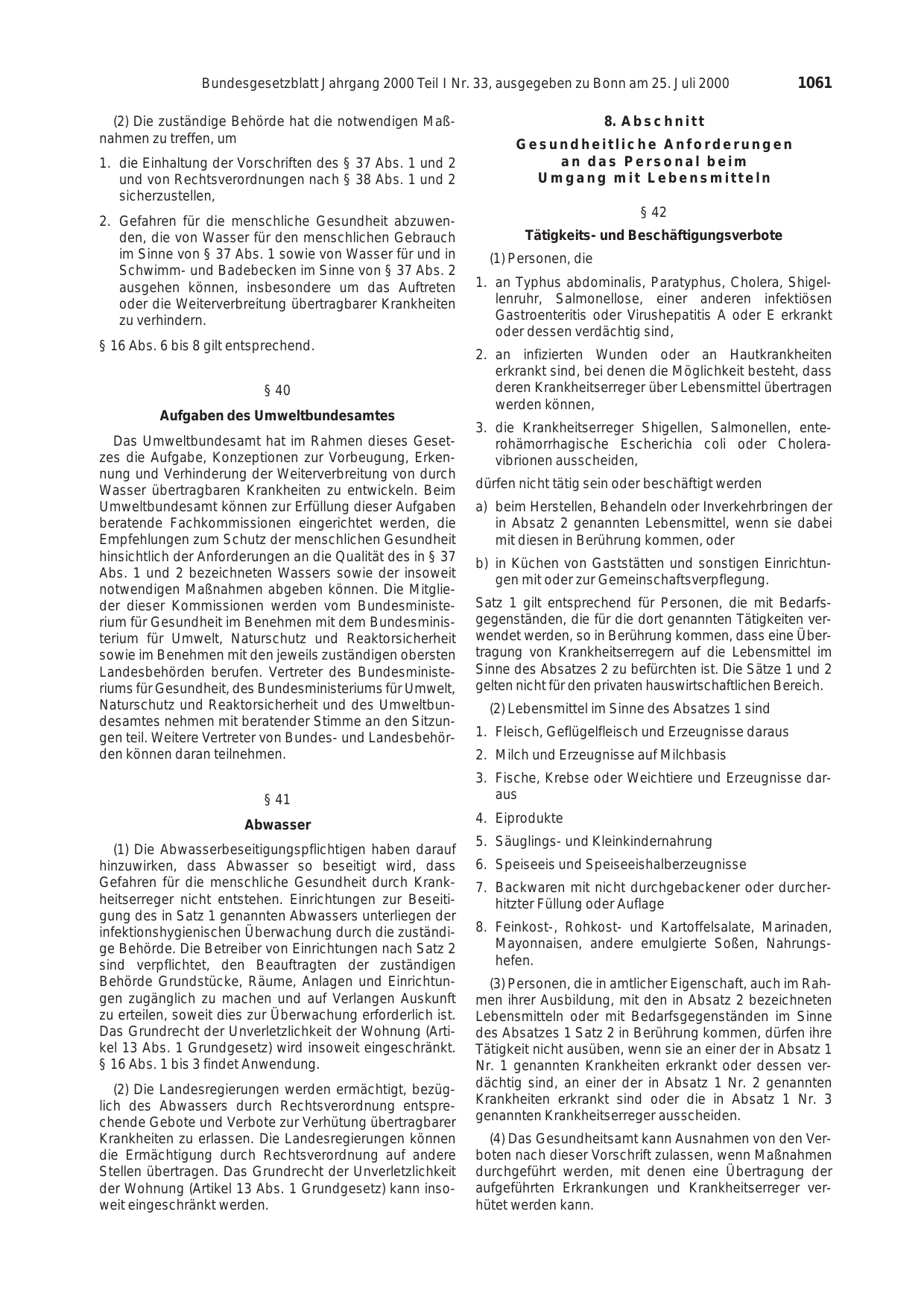 BGBl. 2000, Seite 1061 — Originalseite als Abbildung