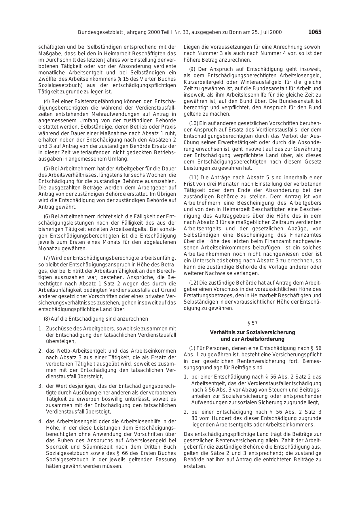 BGBl. 2000, Seite 1065 — Originalseite als Abbildung