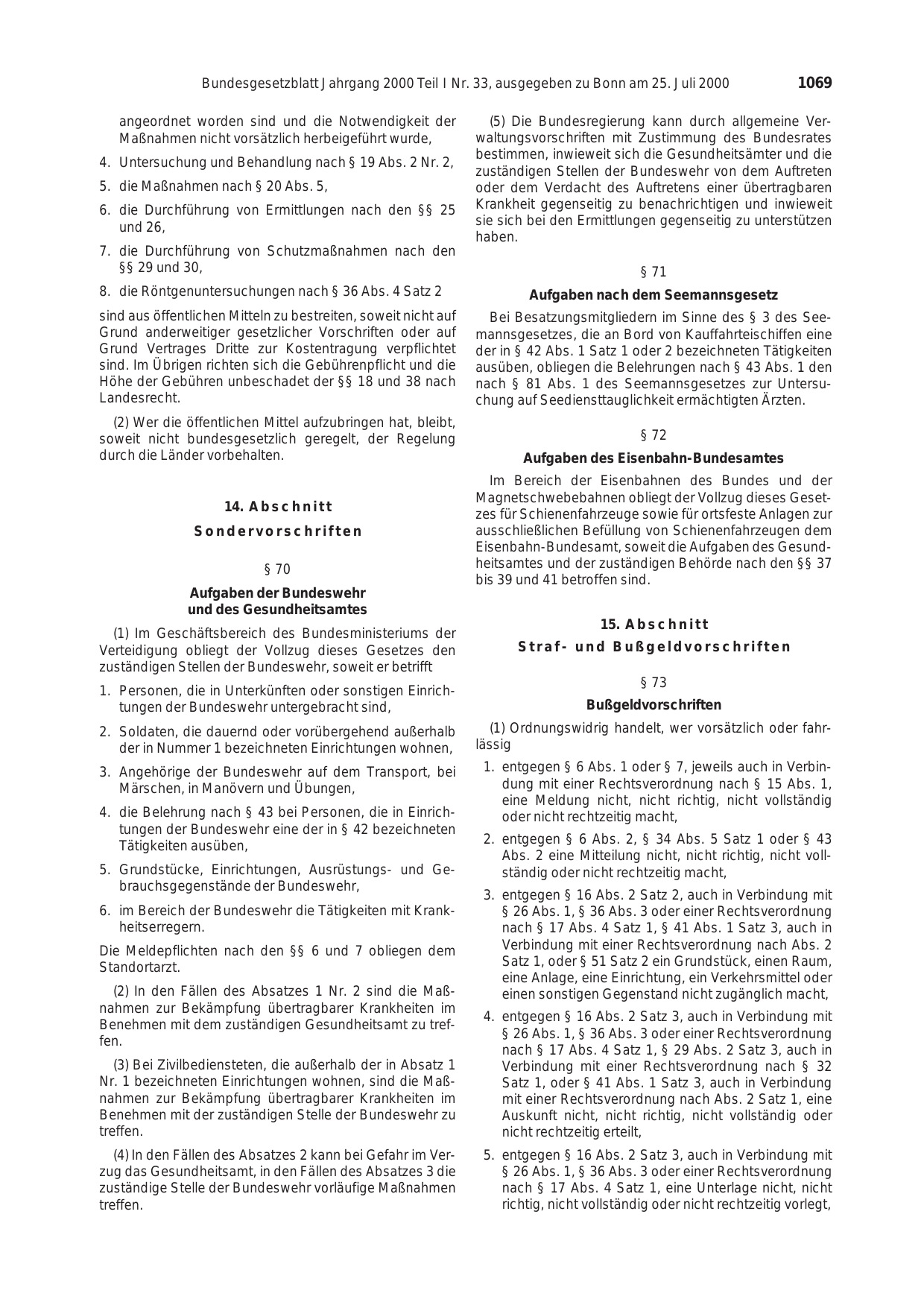 BGBl. 2000, Seite 1069 — Originalseite als Abbildung