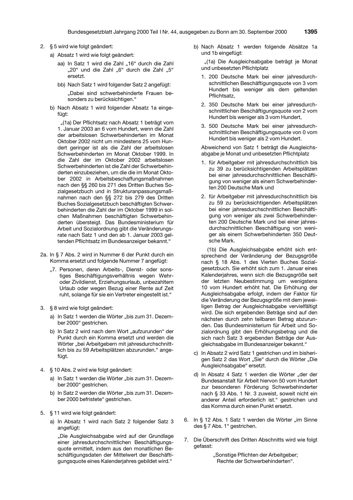 BGBl. 2000, Seite 1395 — Originalseite als Abbildung