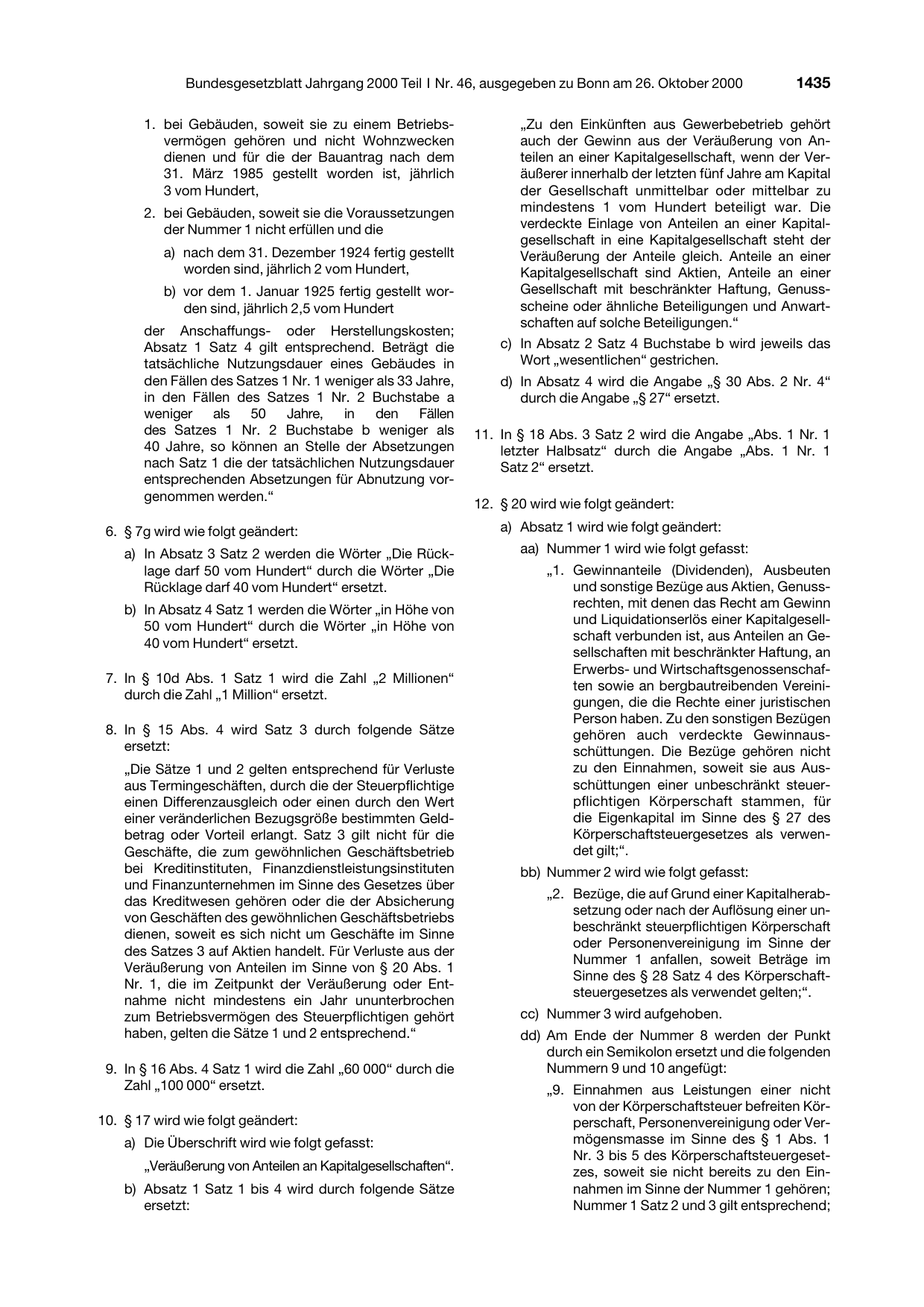 BGBl. 2000, Seite 1435 — Originalseite als Abbildung