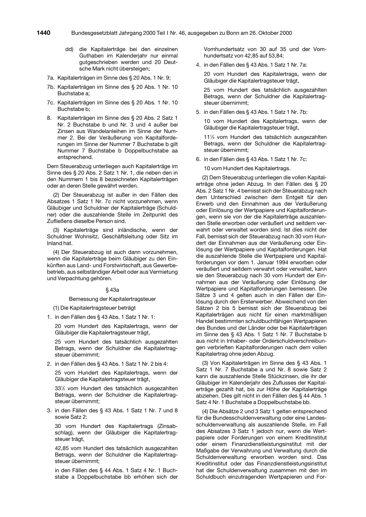 BGBl. 2000, Seite 1440 — Originalseite als Abbildung
